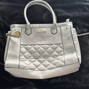 Steve Madden Tote Bag Purse Large Grey, Gold Accents